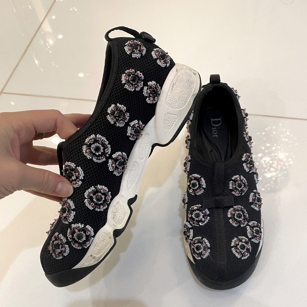 Black Christian Dior Slip On Sneakers